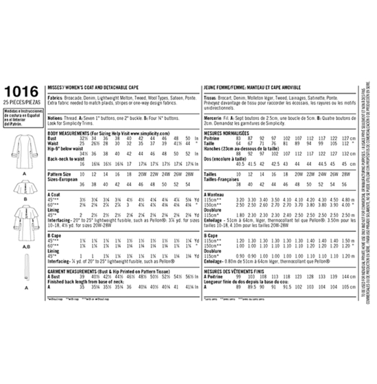 Simplicity 1016AA snitmønster