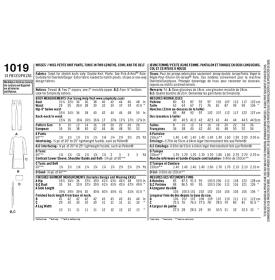 Simplicity 1019K5 snitmønster