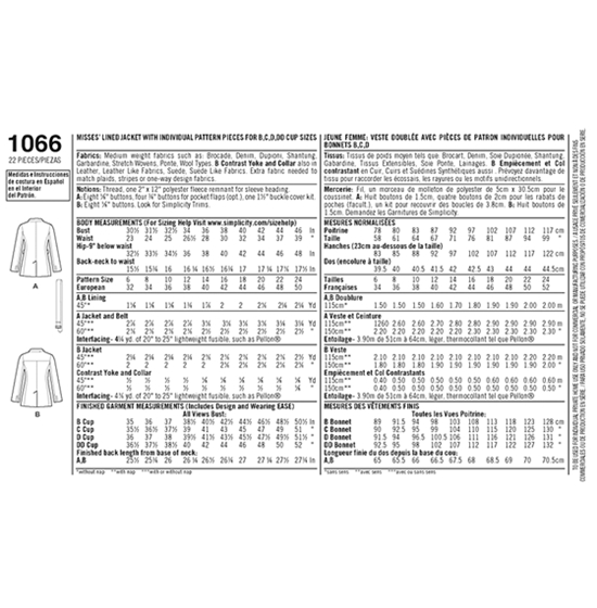 Simplicity 1066H5 snitmønster