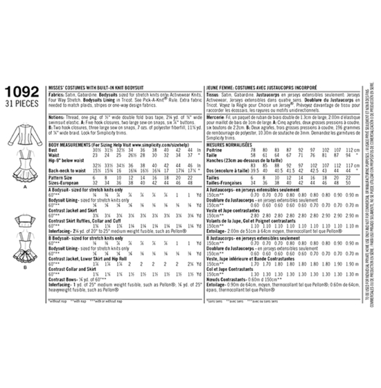 Simplicity 1092R5 snitmønster