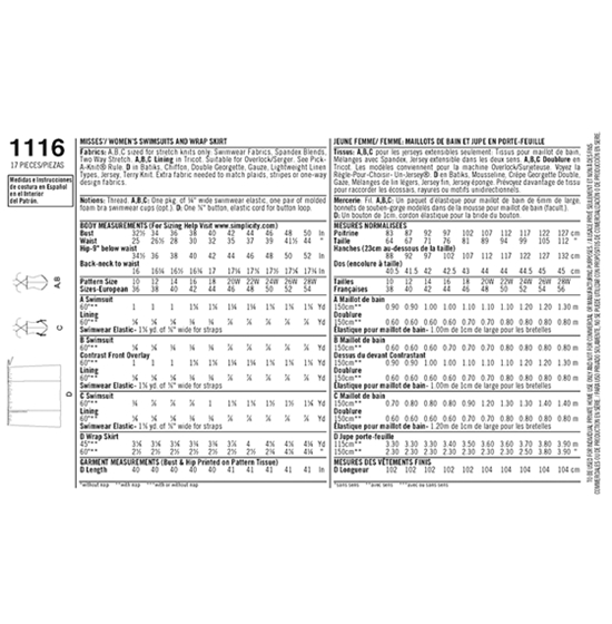 Simplicity 1116AA snitmønster