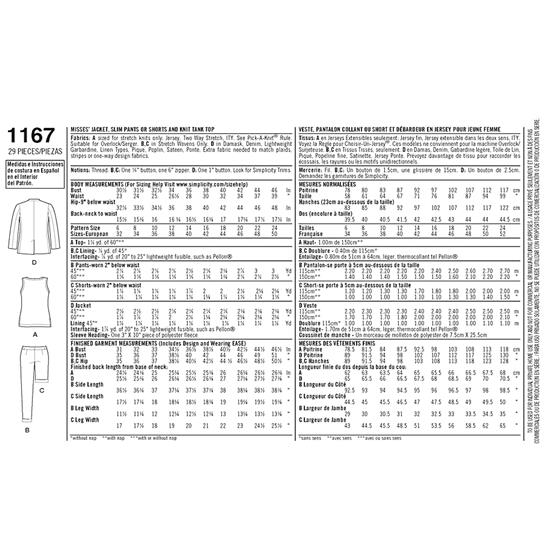 Simplicity 1167H5 snitmønster