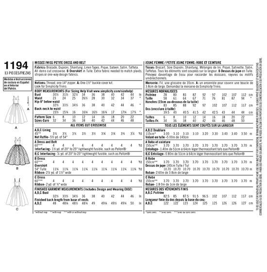 Simplicity 1194R5 snitmønster