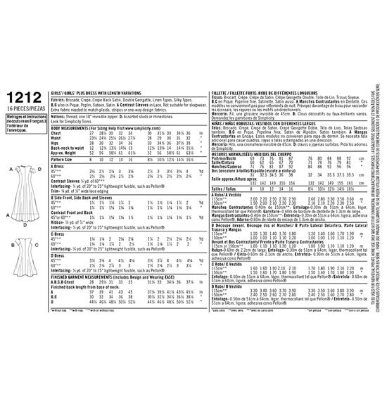 Simplicity 1212BB snitmønster