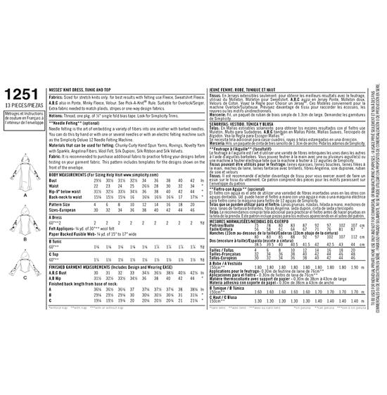 Simplicity 1251D5 snitmønster