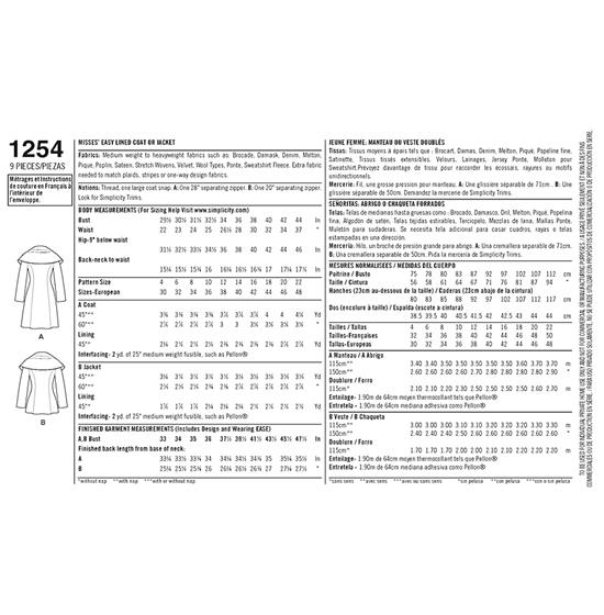 Simplicity 1254D5 snitmønster