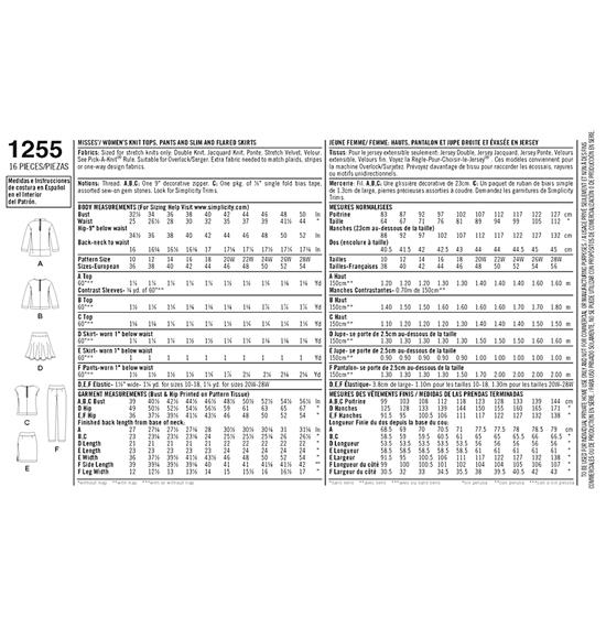 Simplicity 1255BB snitmønster