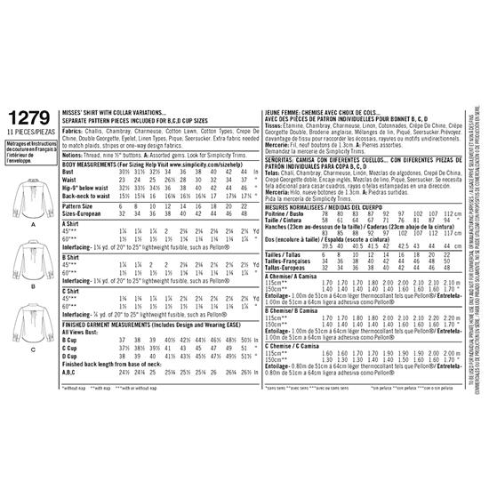 Simplicity 1279H5 snitmønster
