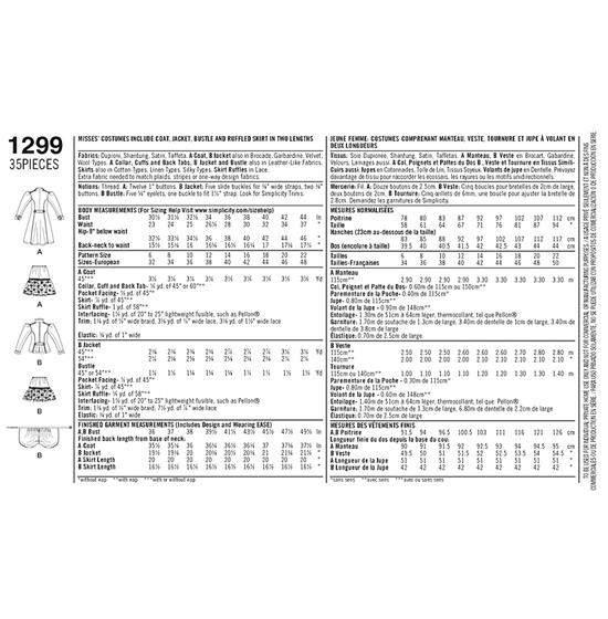 Simplicity 1299R5 snitmønster