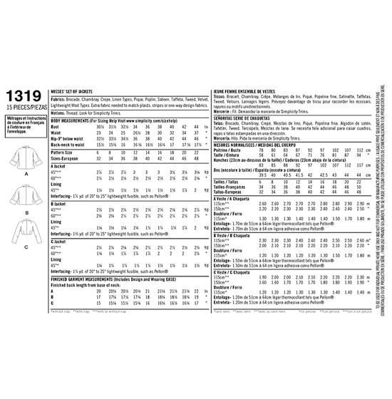 Simplicity 1319R5 snitmønster