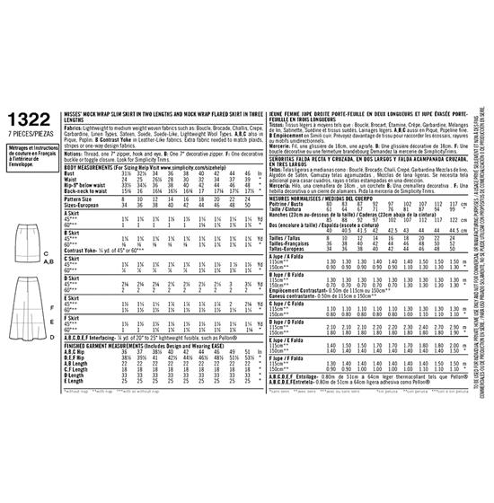 Simplicity 1322U5 snitmønster