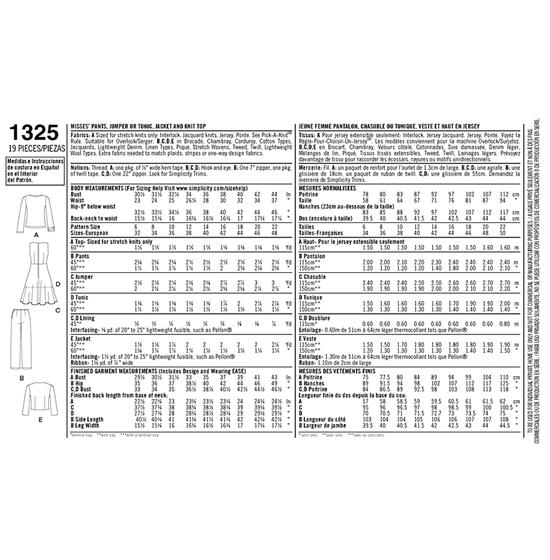 Simplicity 1325R5 snitmønster