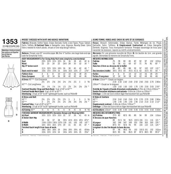Simplicity 1353P5 snitmønster
