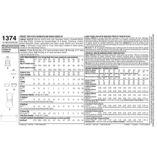 Simplicity 1374H5 snitmønster