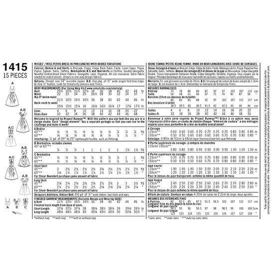Simplicity 1415D5 snitmønster