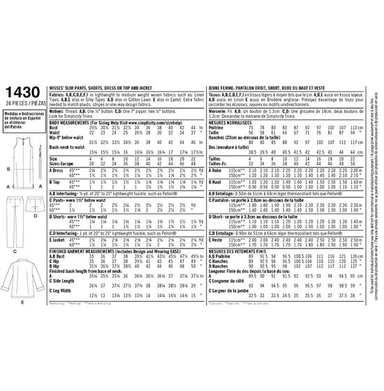 Simplicity 1430D5 snitmønster