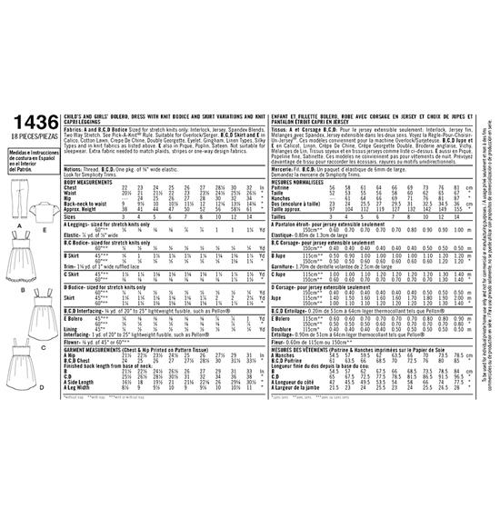 Simplicity 1436K5 snitmønster