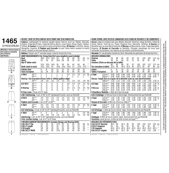 Simplicity 1465R5 snitmønster