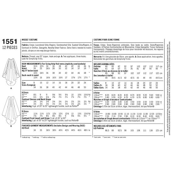 Simplicity 1551U5 snitmønster