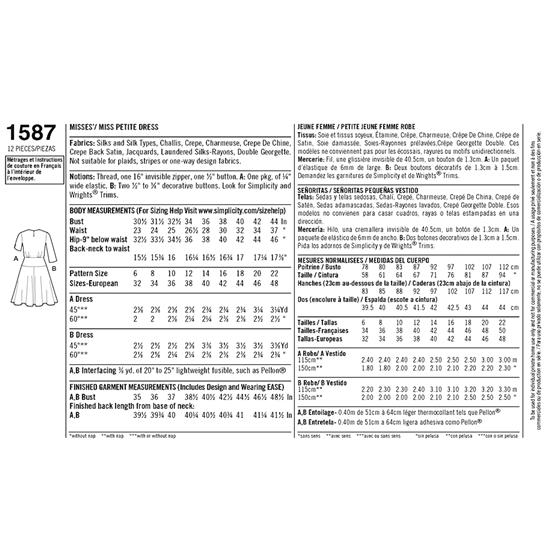 Simplicity 1587H5 snitmønster