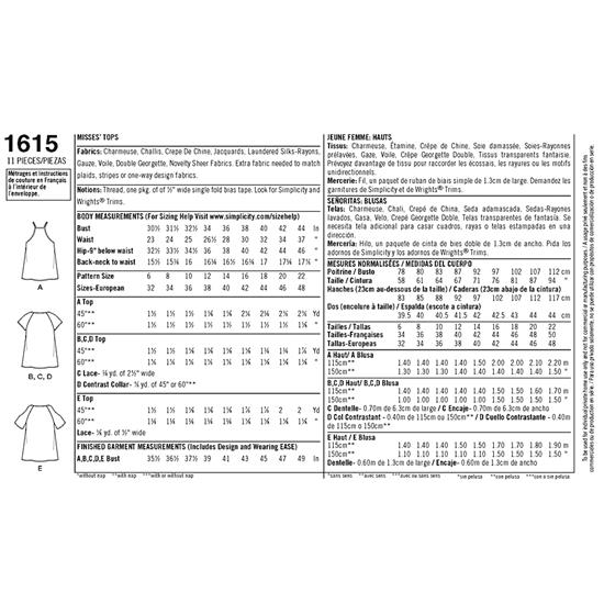 Simplicity 1615H5 snitmønster