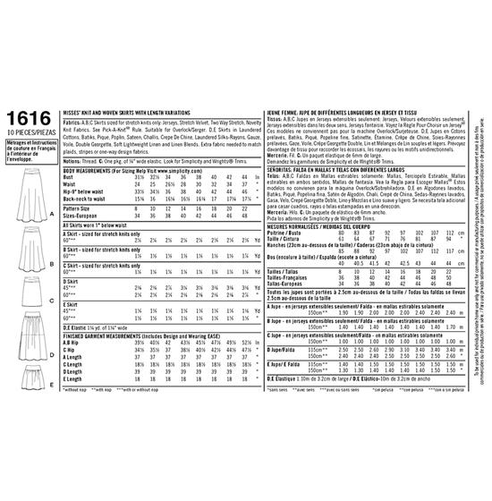 Simplicity 1616K5 snitmønster