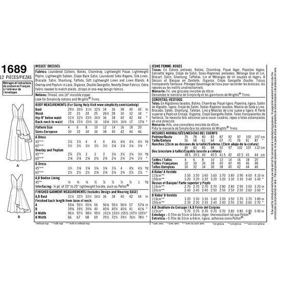 Simplicity 1689P5 snitmønster