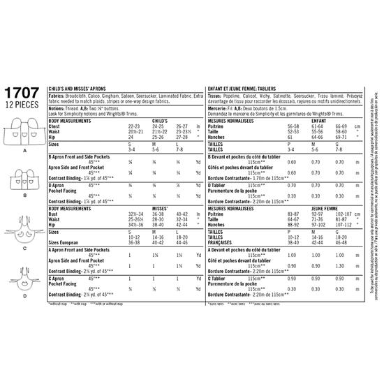 Simplicity 1707A snitmønster