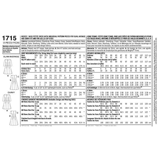 Simplicity 1715R5 snitmønster