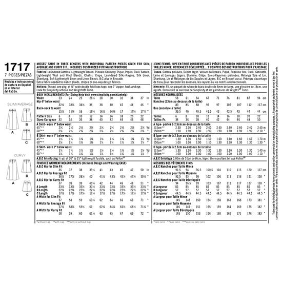 Simplicity 1717R5 snitmønster