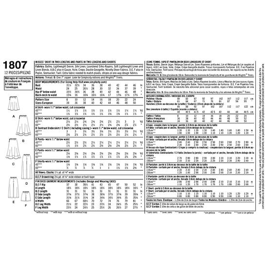 Simplicity 1807K5 snitmønster