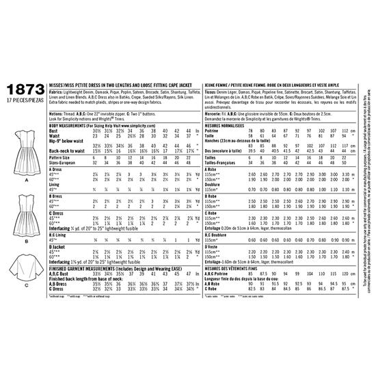 Simplicity 1873R5 snitmønster