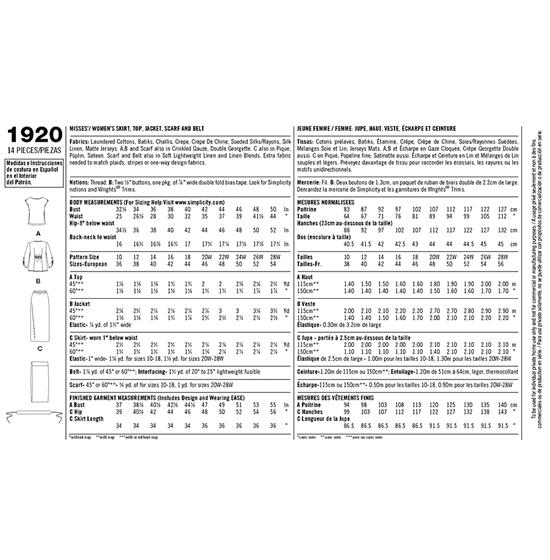 Simplicity 1920BB snitmønster