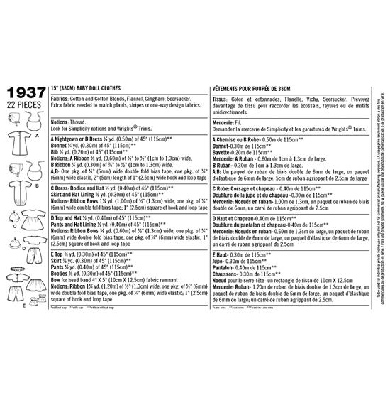 Simplicity 1937OS snitmønster