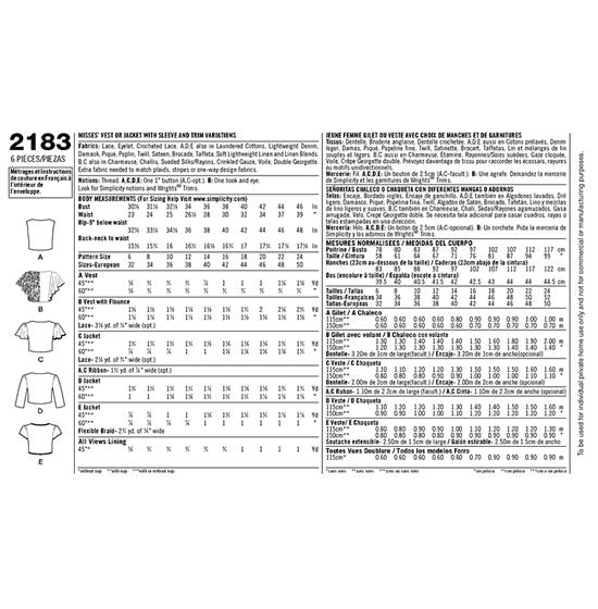 Simplicity 2183U5 snitmønster