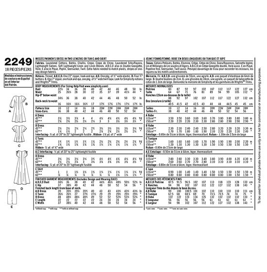 Simplicity 2249BB snitmønster