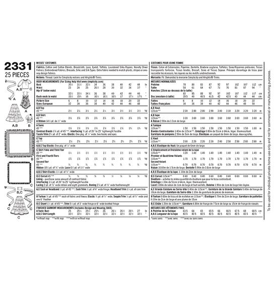 Simplicity 2331HH snitmønster