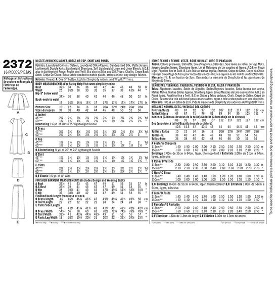Simplicity 2372BB snitmønster
