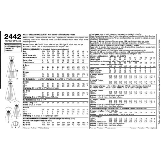 Simplicity 2442H5 snitmønster