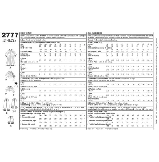 Simplicity 2777HH snitmønster