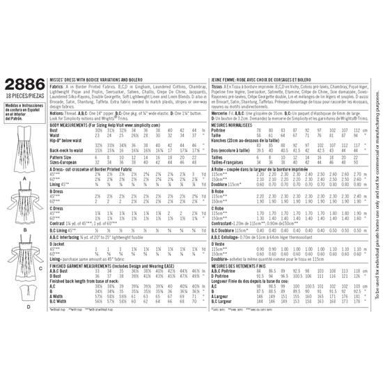 Simplicity 2886H5 snitmønster