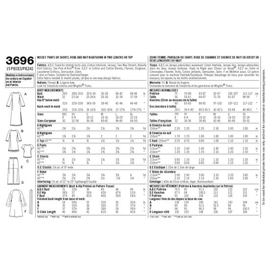 Simplicity 3696BB snitmønster