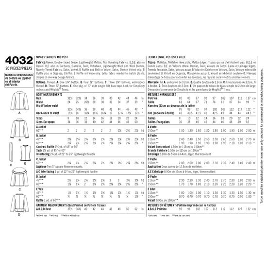 Simplicity 4032U5 snitmønster