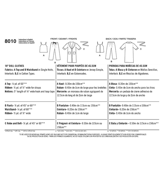 Simplicity 8010OS snitmønster