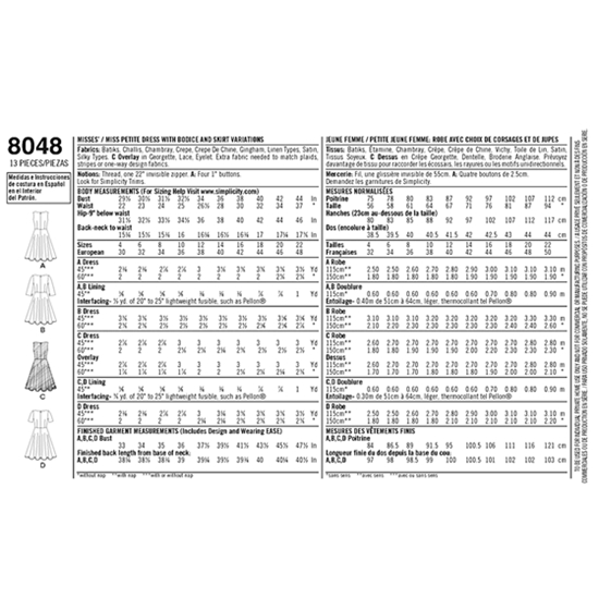Simplicity 8048D5 snitmønster