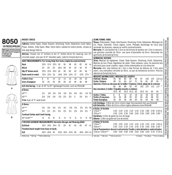 Simplicity 8050R5 snitmønster