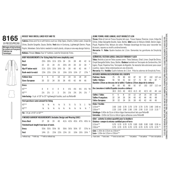 Simplicity 8165P5 snitmønster