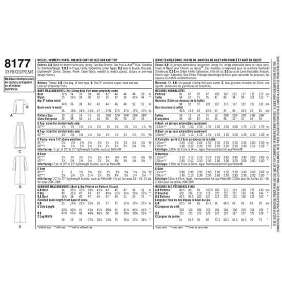 Simplicity 8177BB snitmønster