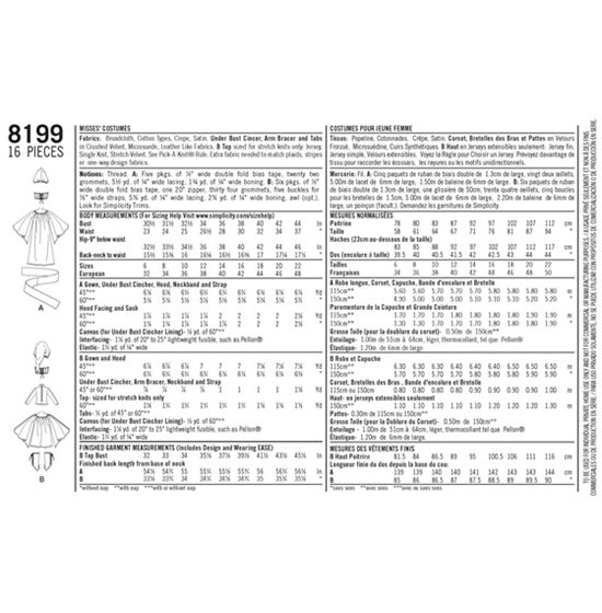 Simplicity 8199R5 snitmønster