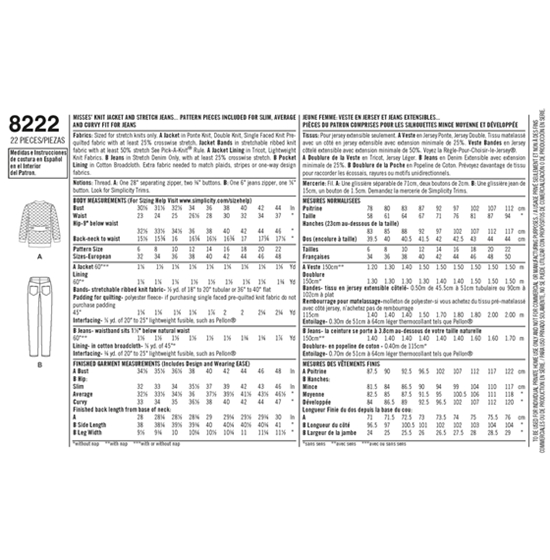 Simplicity 8222H5 snitmønster